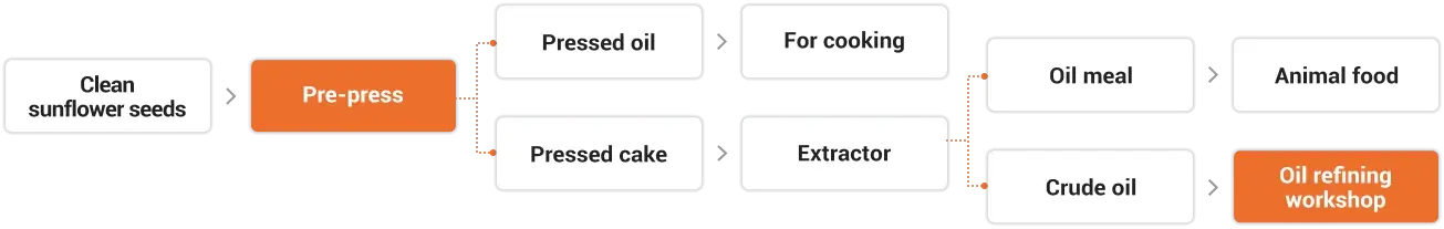 Sunflower oil processing flow chart