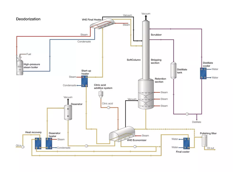 Deodorization of palm oil